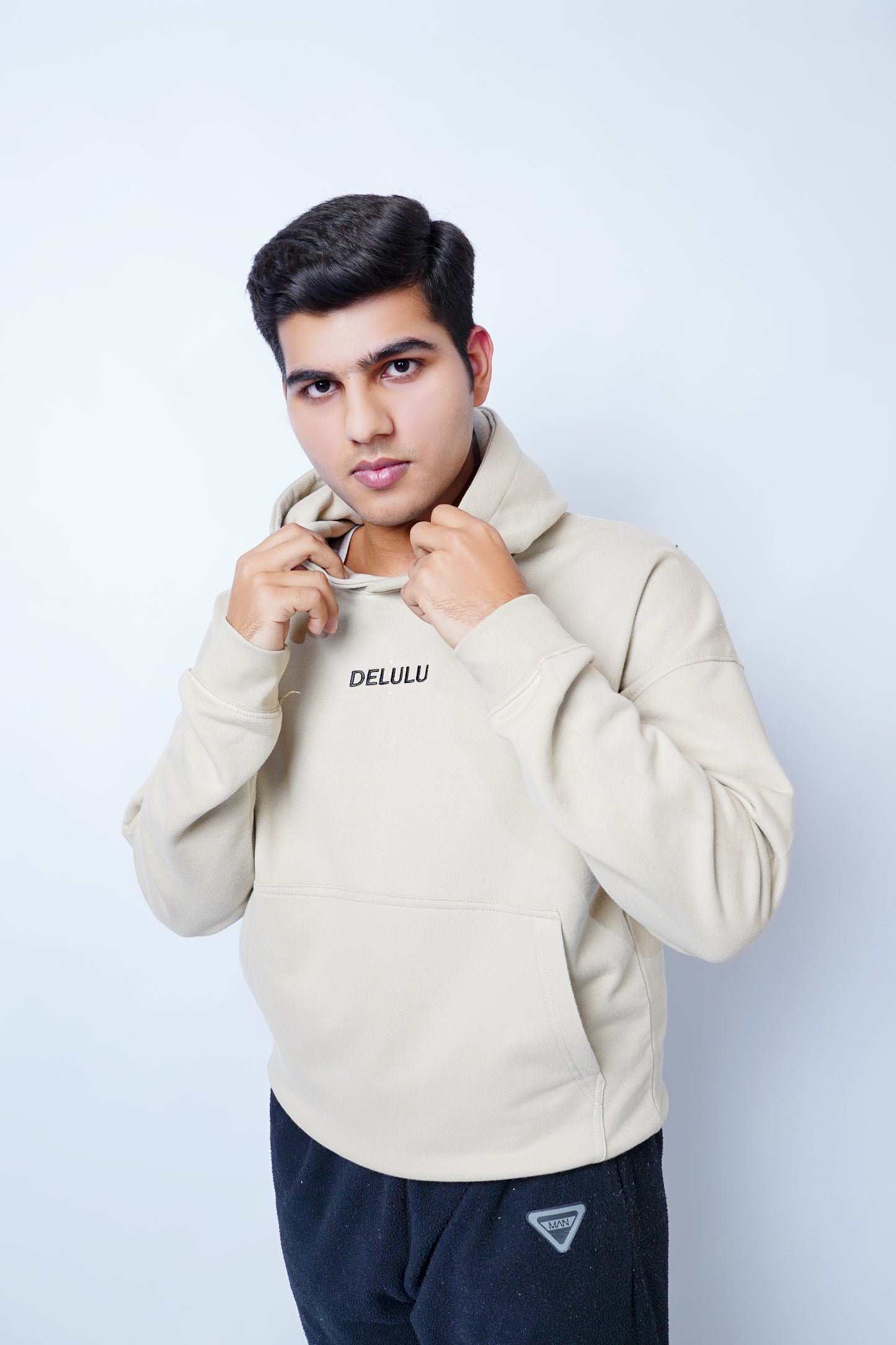 Delulu Sand Beige Hoodie - Minimalist Edition