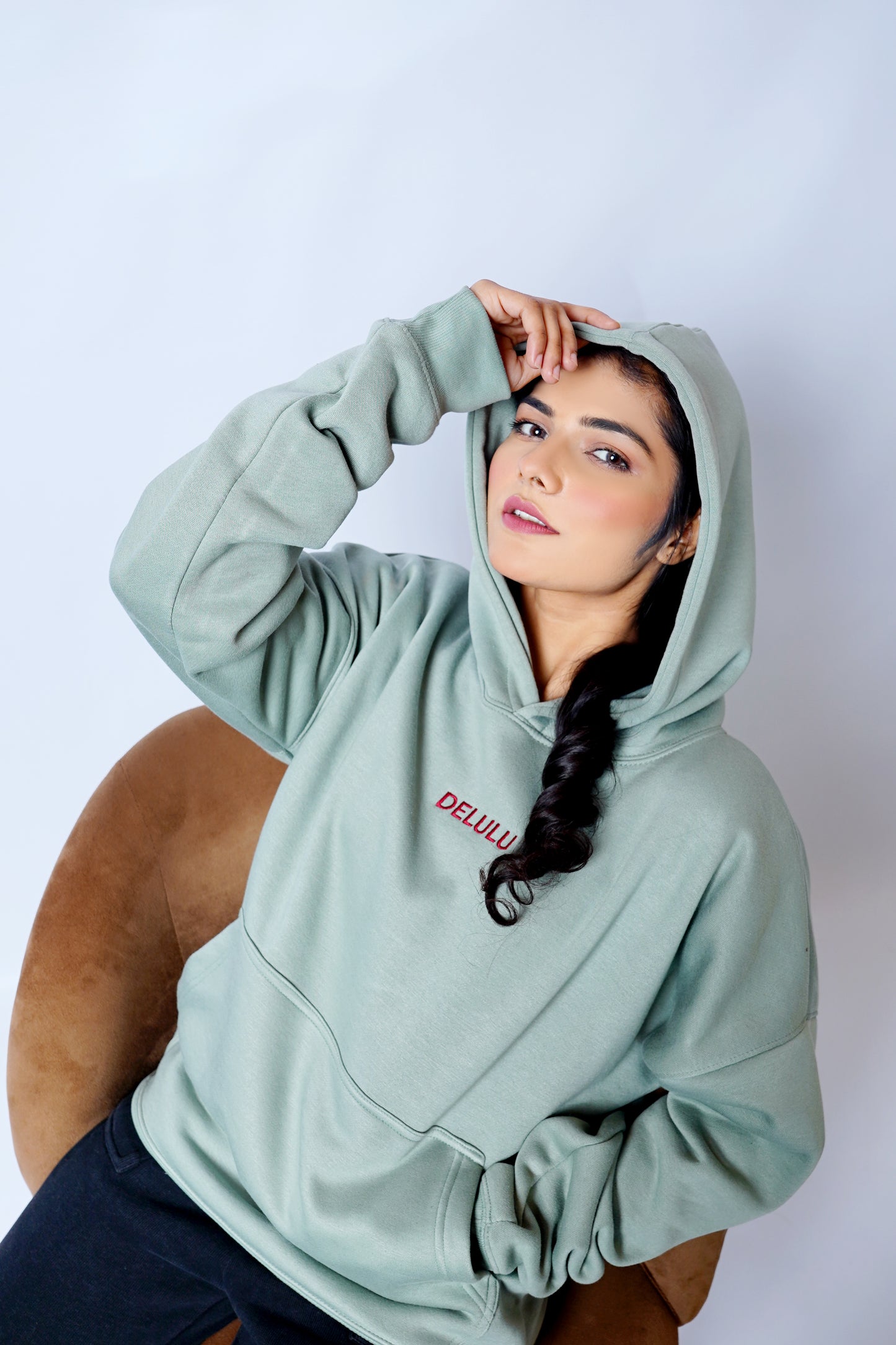 Sage Blue Hoodie with Striking and Unique Back Artwork