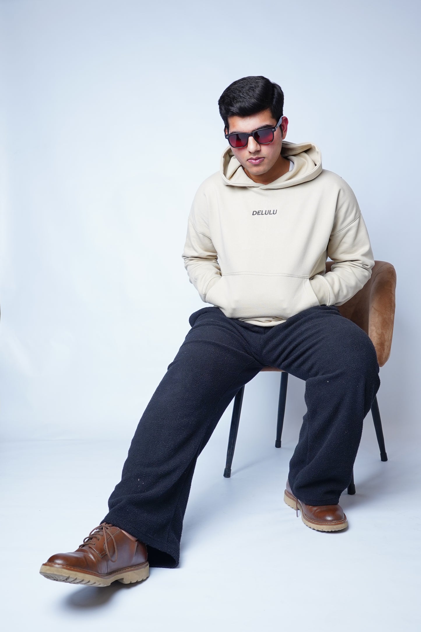 Delulu Sand Beige Hoodie - Minimalist Edition